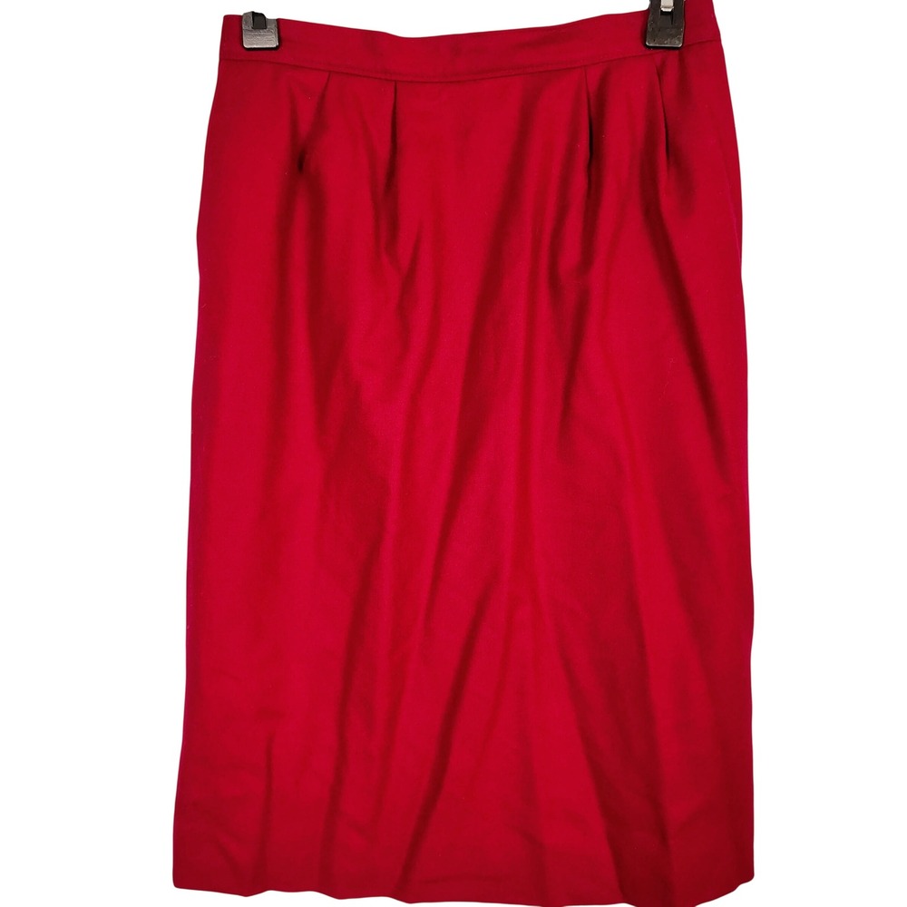 Vintage Pendleton Red Virgin Wool Pencil Skirt Petite 10 Made in USA office